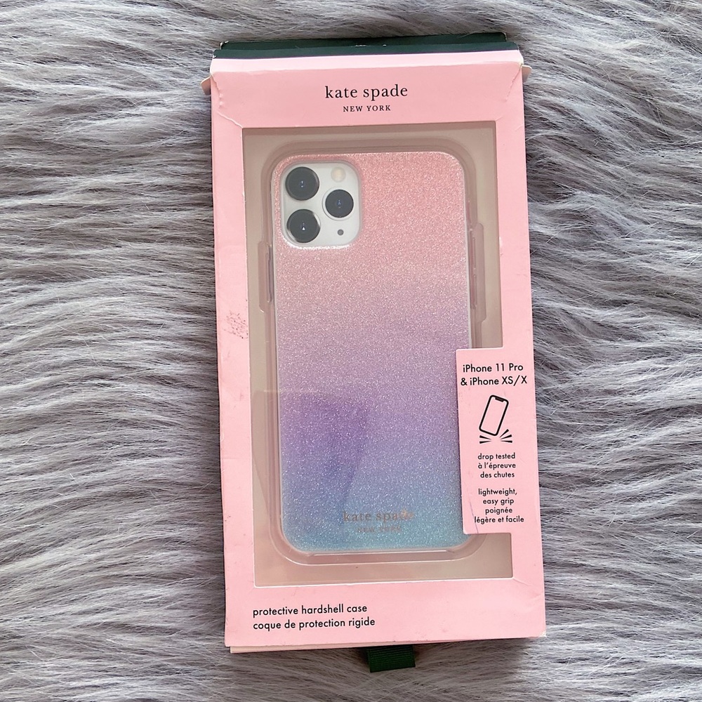 KATE SPADE Ombre glitter phone case Iphone 11 Pro Iphone XS Iphone X pink purple